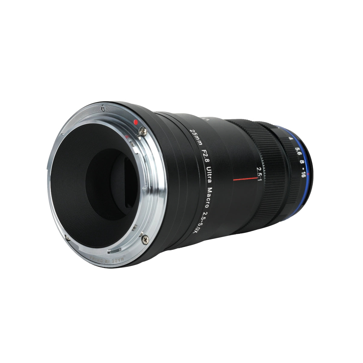 Laowa 25mm f2.8 2.5-5X Ultra Macro Lens back angle
