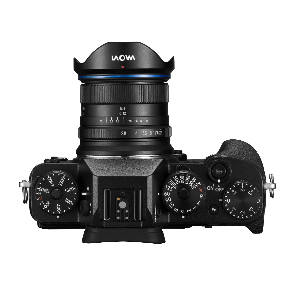 Laowa 9mm f2.8 Zero-D Lens top angle on camera