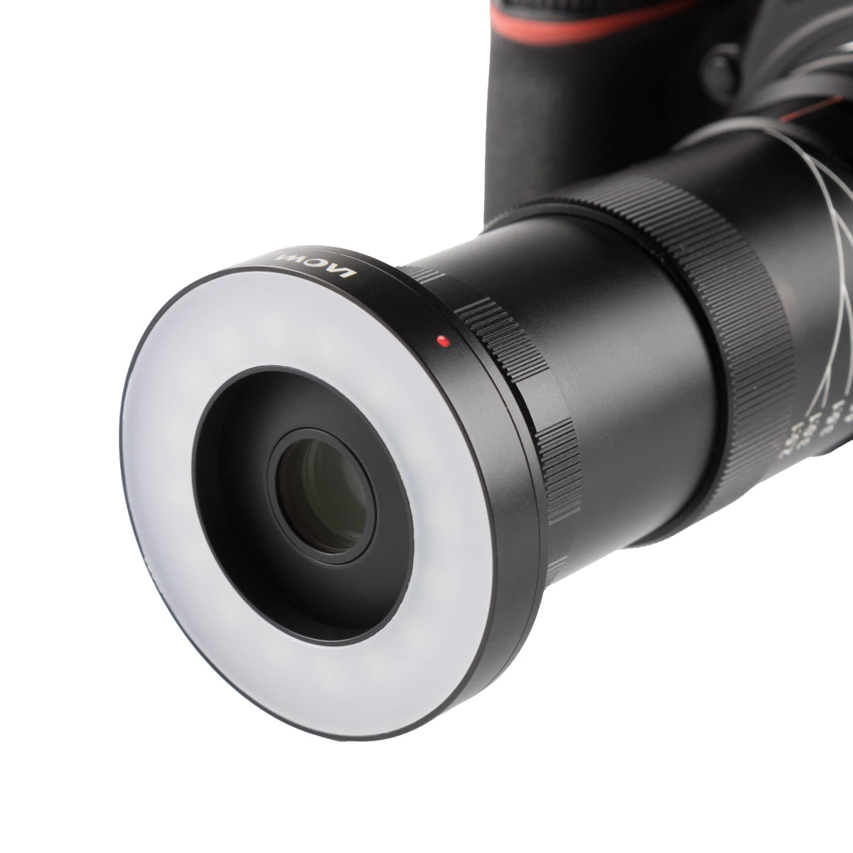 Laowa Front LED Ring Light side angle on camera