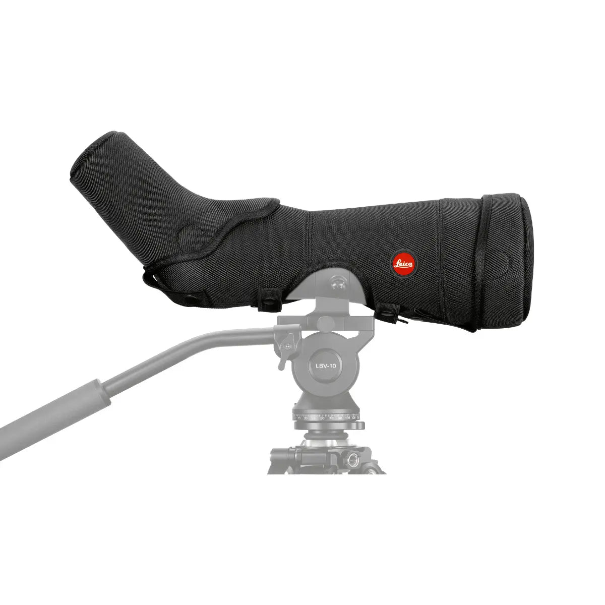 Black eyepiece cover with Leica logo on a white background