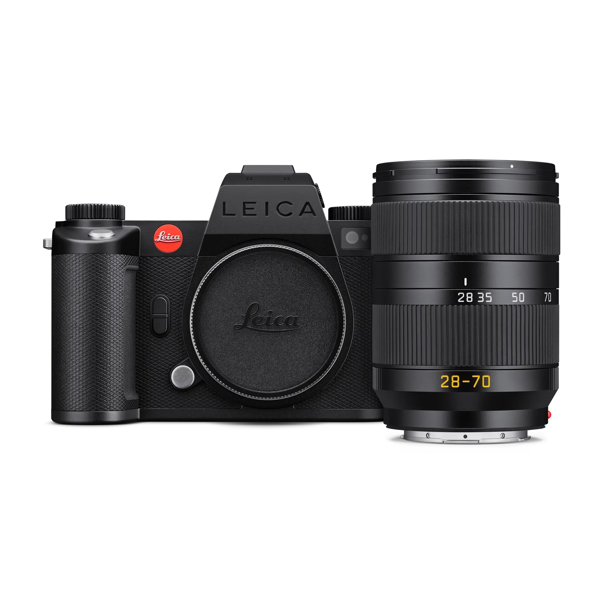 Leica camera with lens on a white background