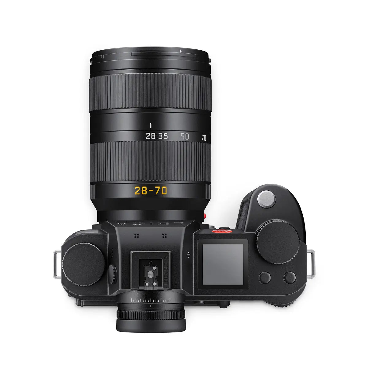 Camera with a lens on a white background