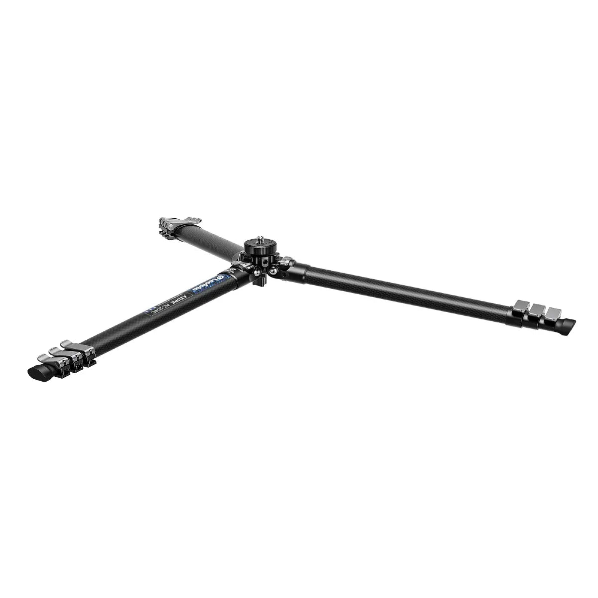 Black metal tripod on a white background