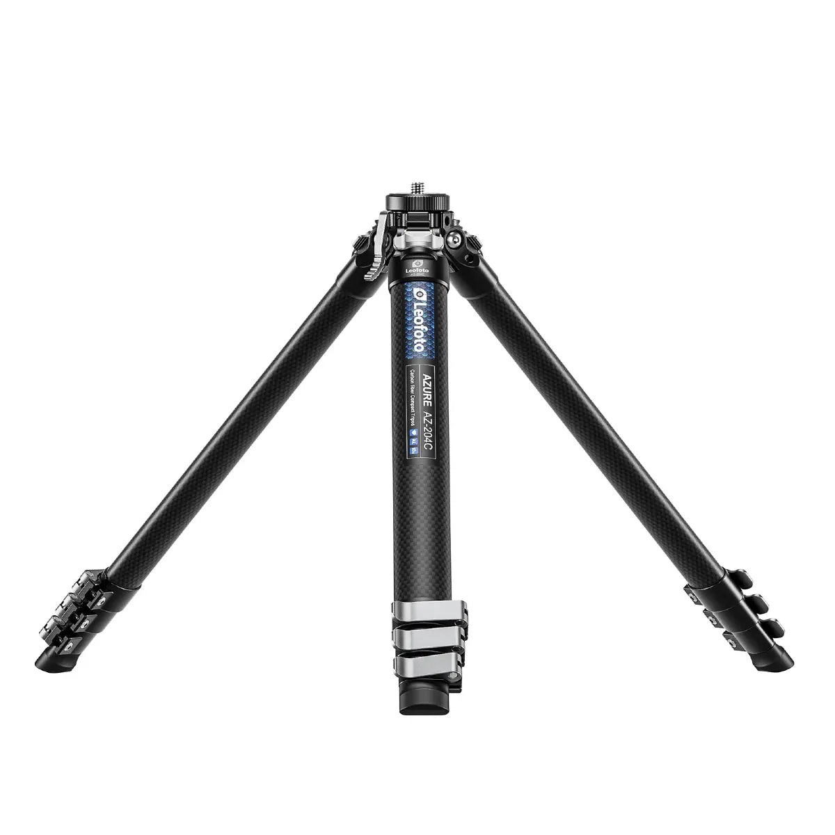 Carbon fiber tripod with brand logo on a white background