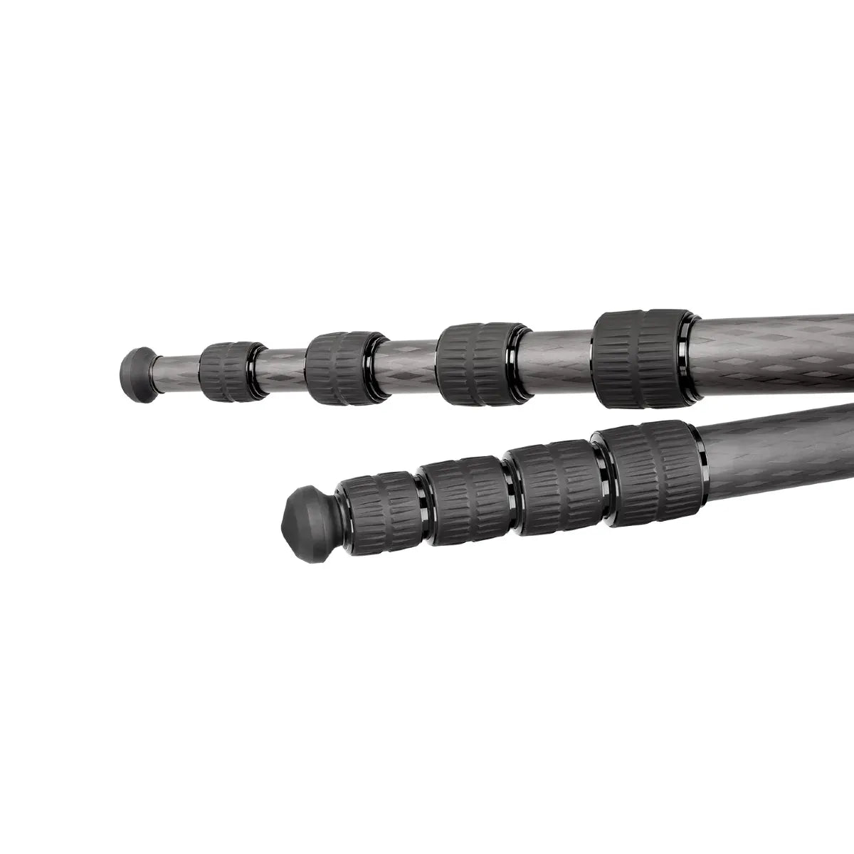 Telescopic carbon fiber tripod on a white background