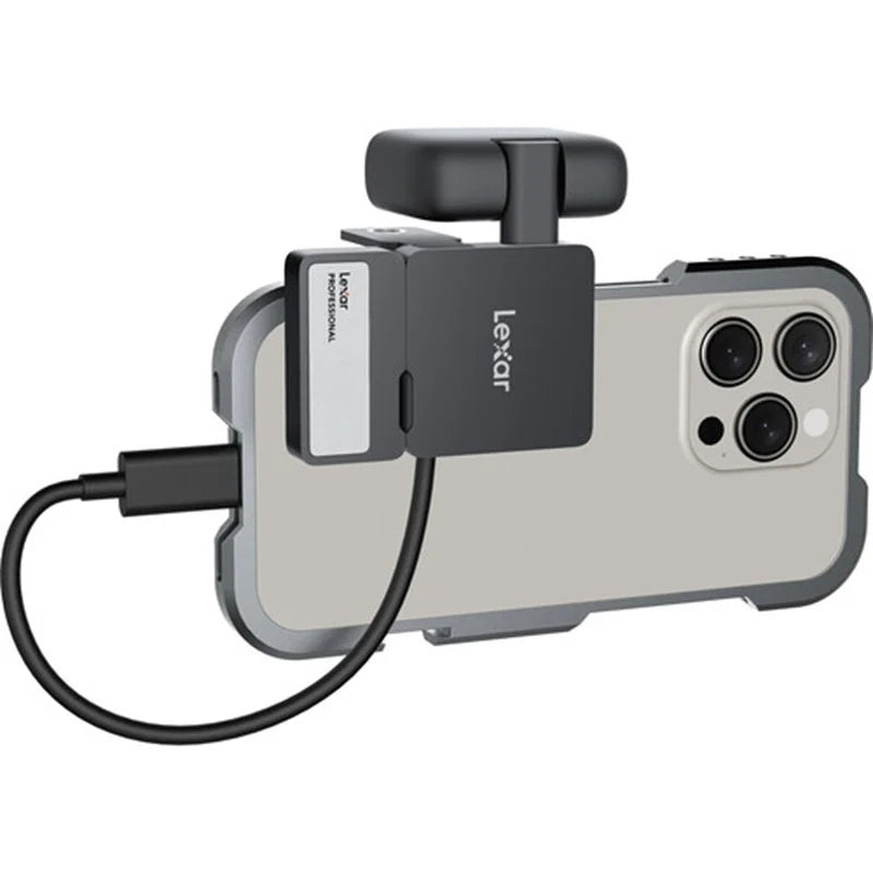 Lexar Go Portable SSD SL400 2TB including Hub Black on phone