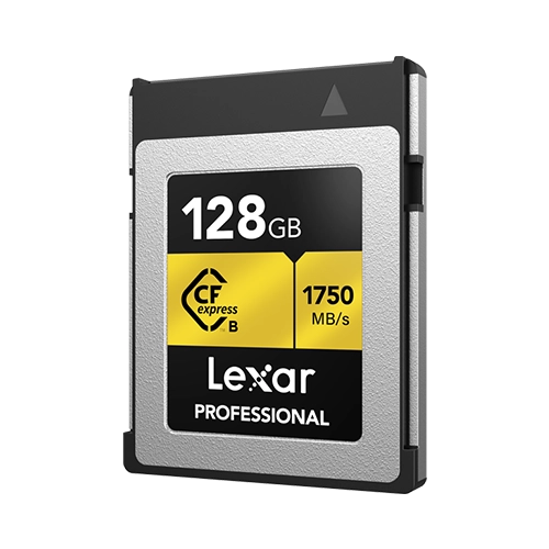 Lexar® Professional CFexpress™ Type B Card GOLD Series – 128gb front angle right