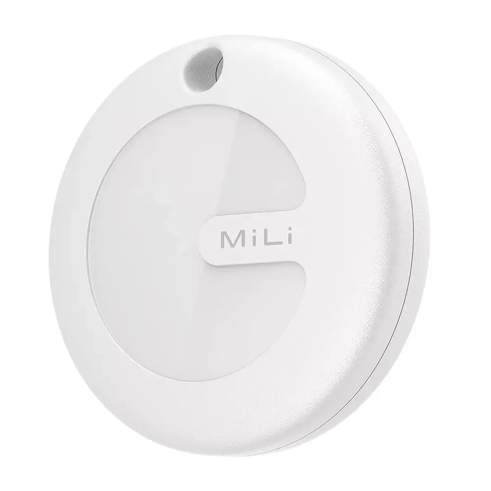 MiLi MiTag Item Locator Keyring Apple "Find My" Compatible with Leather Case - White - Single front