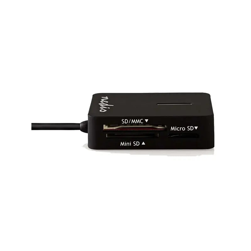 Black and silver electronic device with a digital display on a white background
