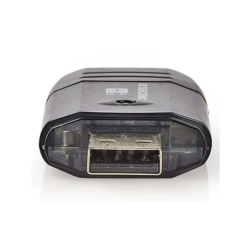 Black USB adapter on a white background