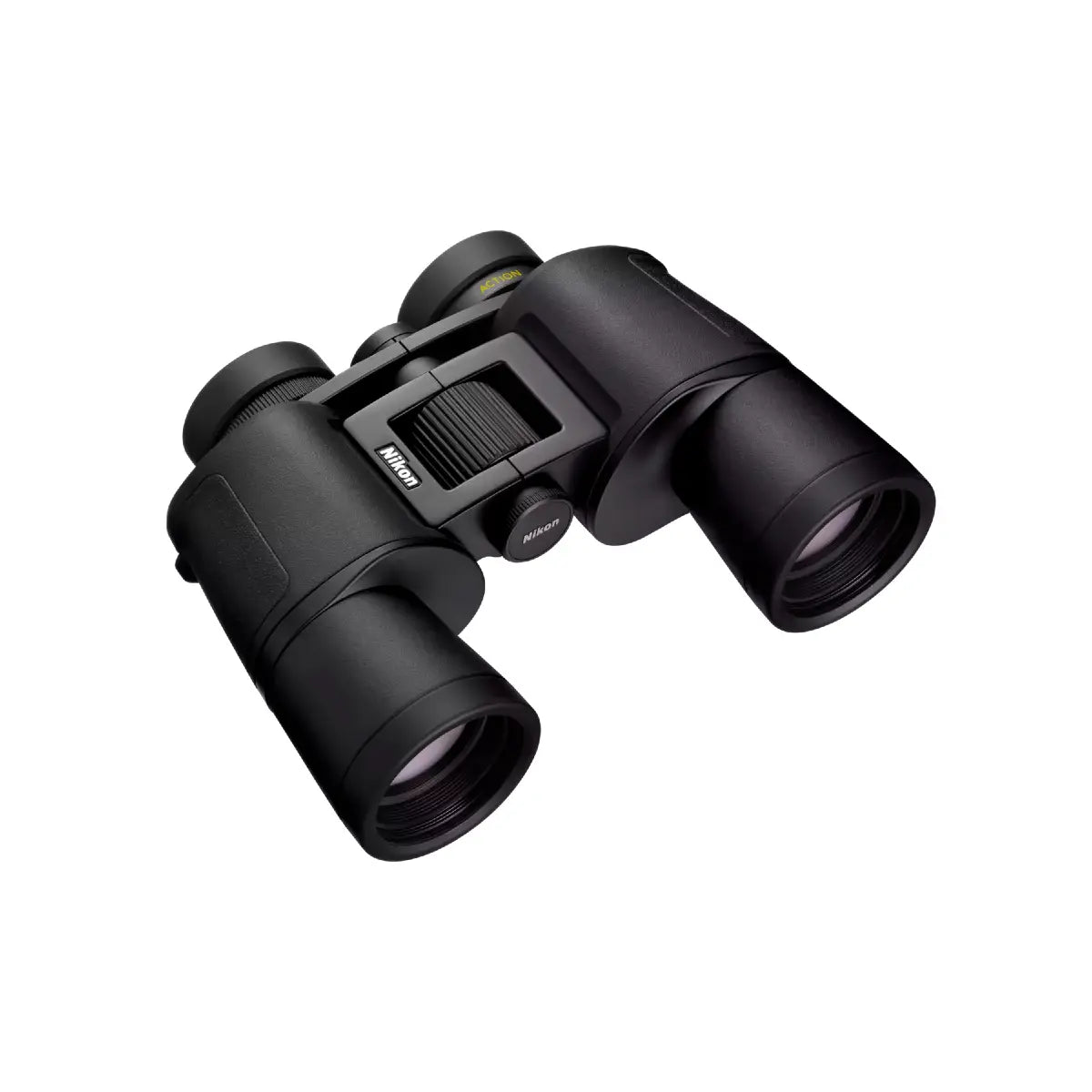Black binoculars on a white background