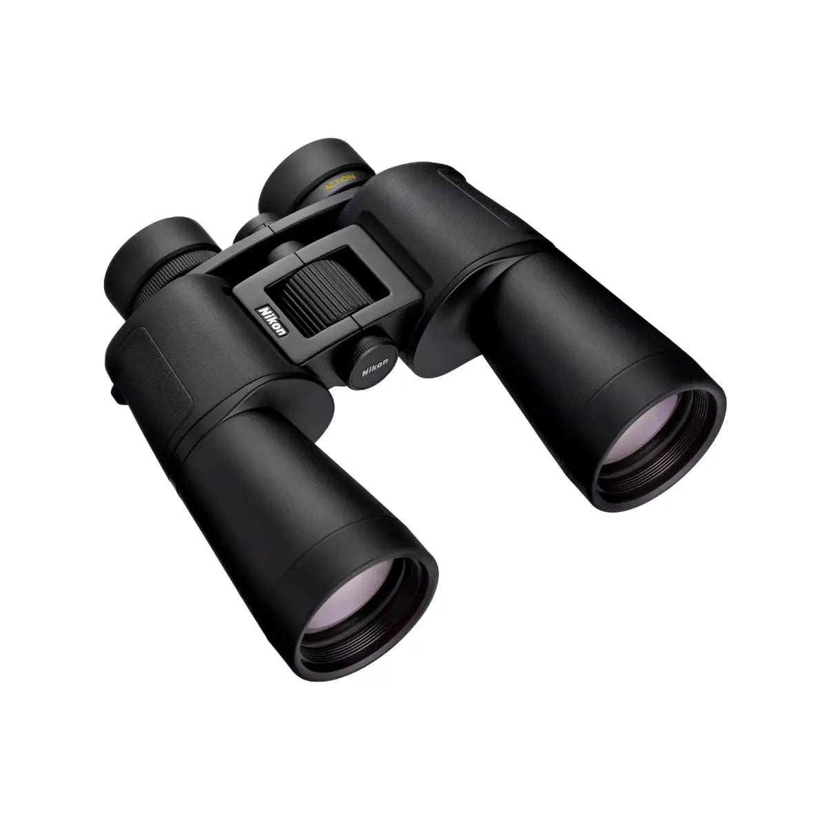 Black binoculars on a white background