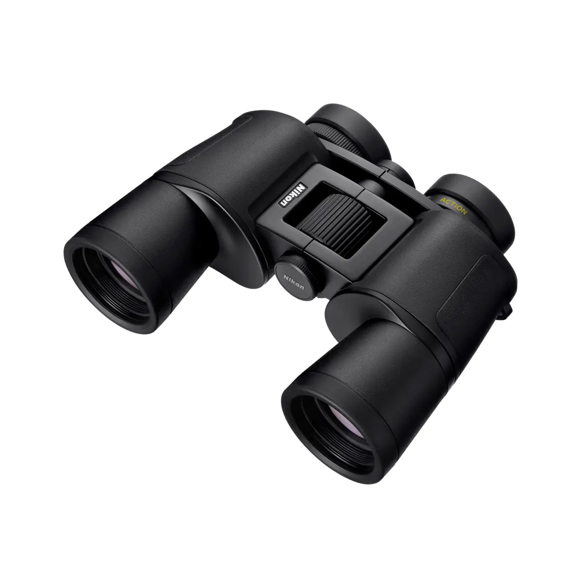 Black binoculars on a white background