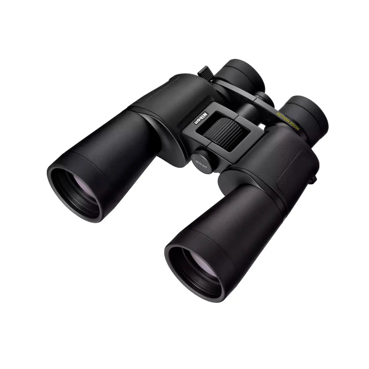 Black binoculars on a white background