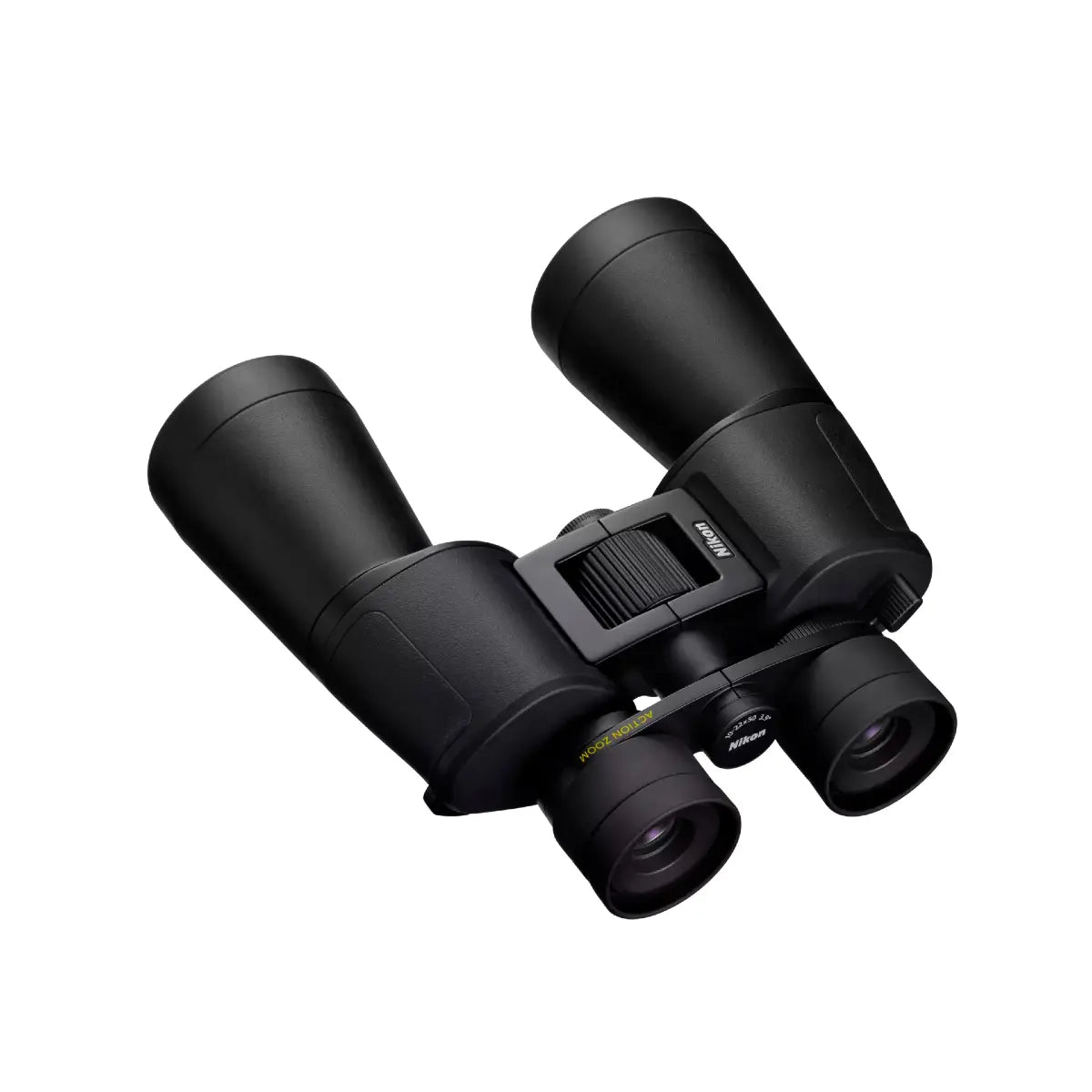 Black binoculars on a white background
