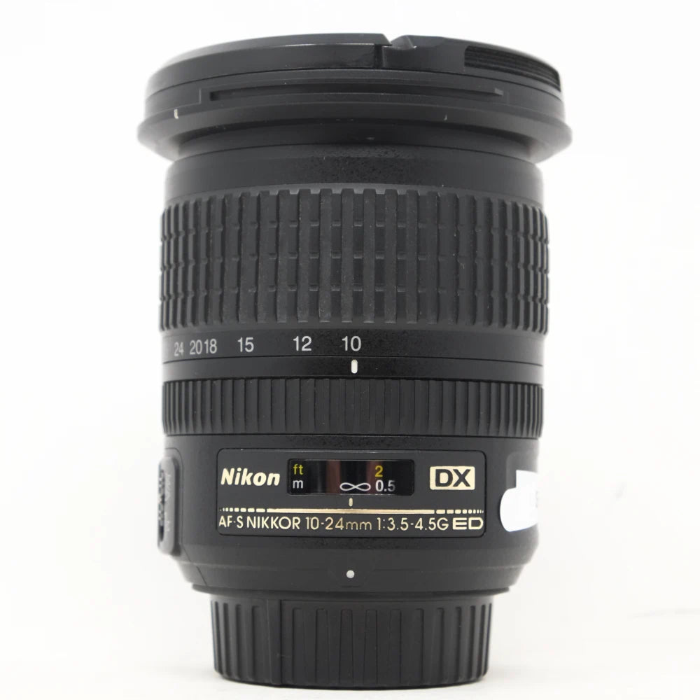 Used Nikon AF-S 10-24mm F3.5-4.5G ED DX lens (Hood SH45582)
