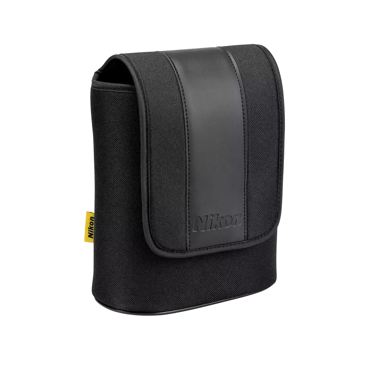 Black camera case with Nikon logo on a white background