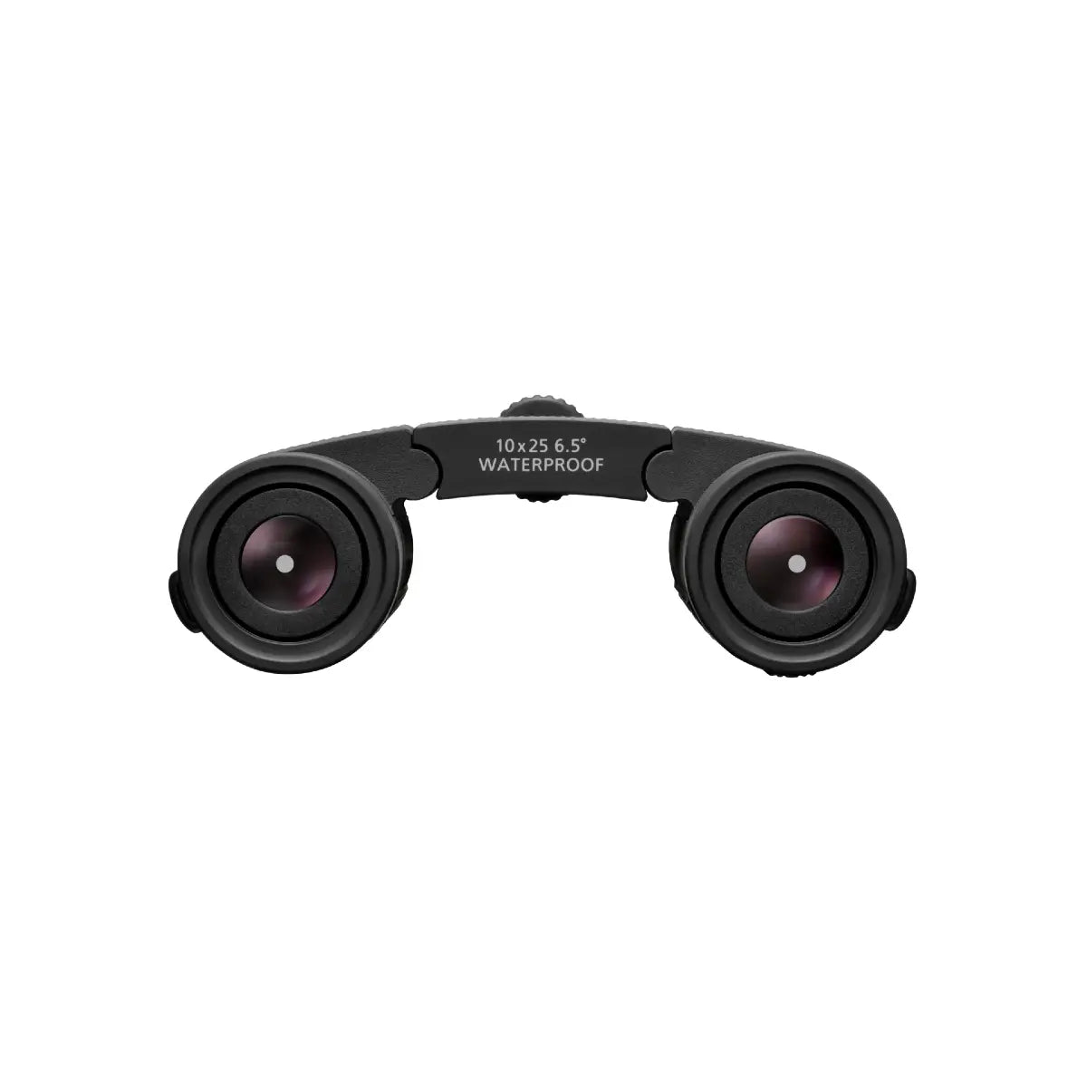 Black binoculars with a white background
