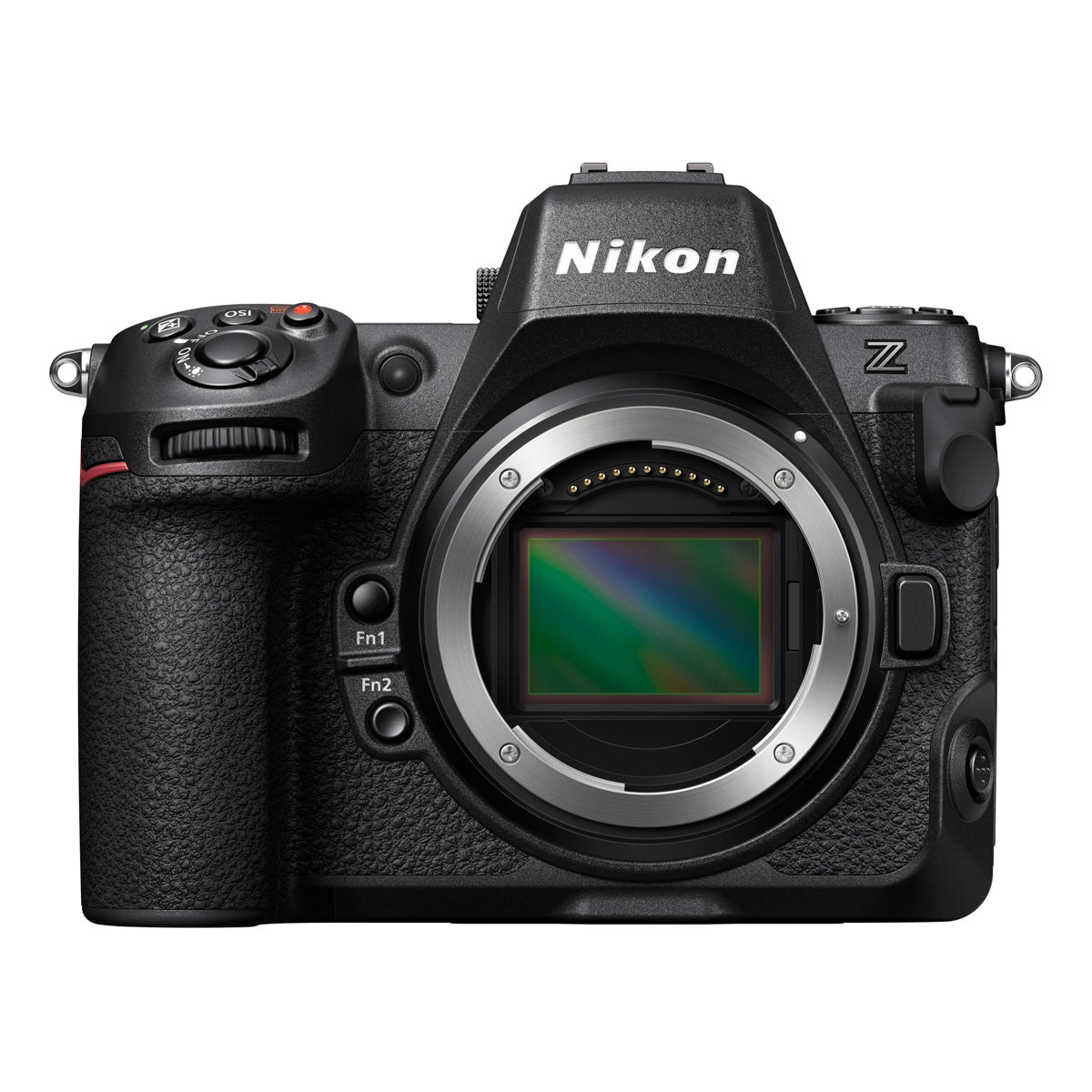 The image shows the Nikon Z8 digital camera body in black color, displaying its front view with the lens mount visible.