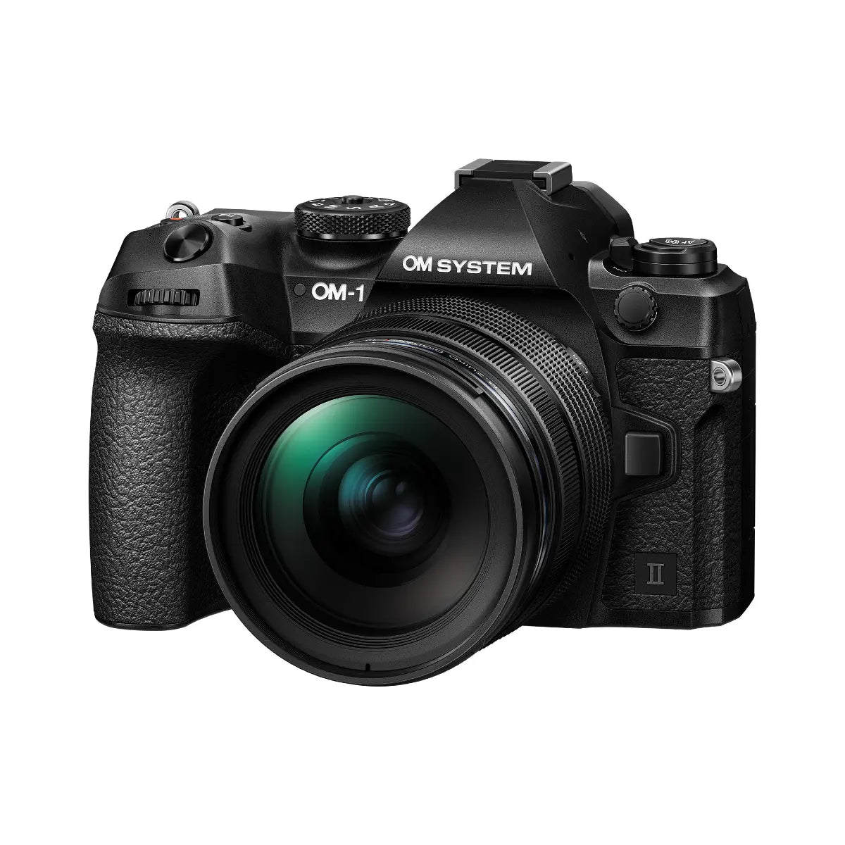 OM SYSTEM OM-1 Mark II Mirrorless Camera & 12-40mm f2.8 II lens side