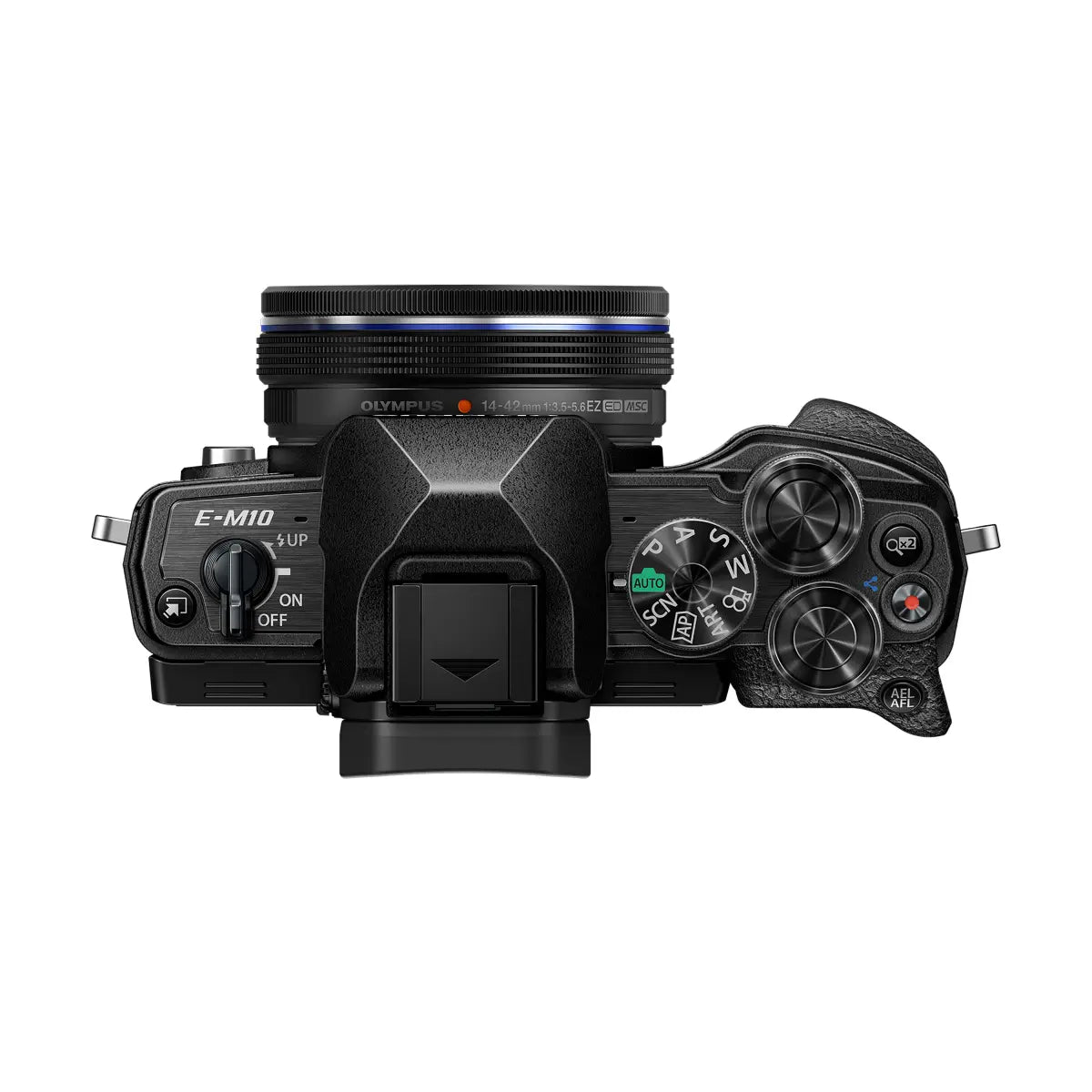 Olympus OM-D E-M10 Mark IV Camera with 14-42mm EZ Lens Kit - Black top