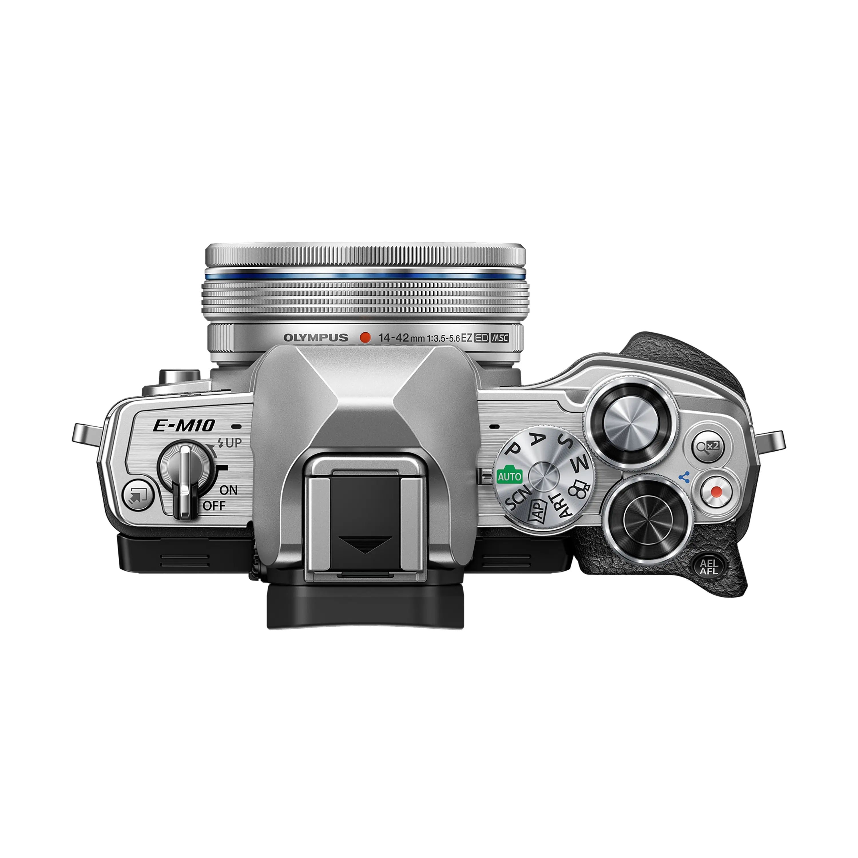 Olympus OM-D E-M10 Mark IV Camera with 14-42mm EZ Lens Kit - Silver top