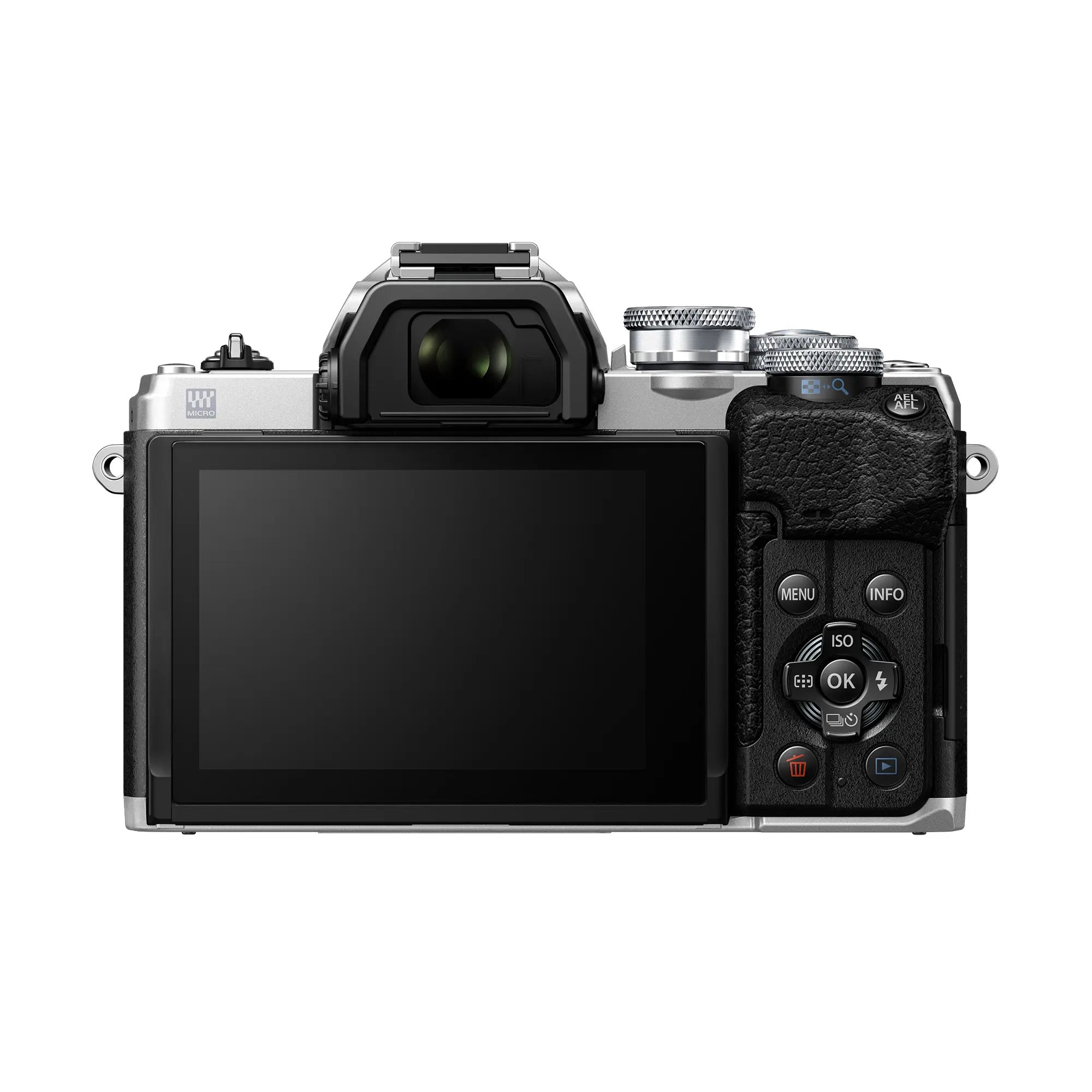 Olympus OM-D E-M10 Mark IV Camera with 14-42mm EZ Lens Kit - Silver back