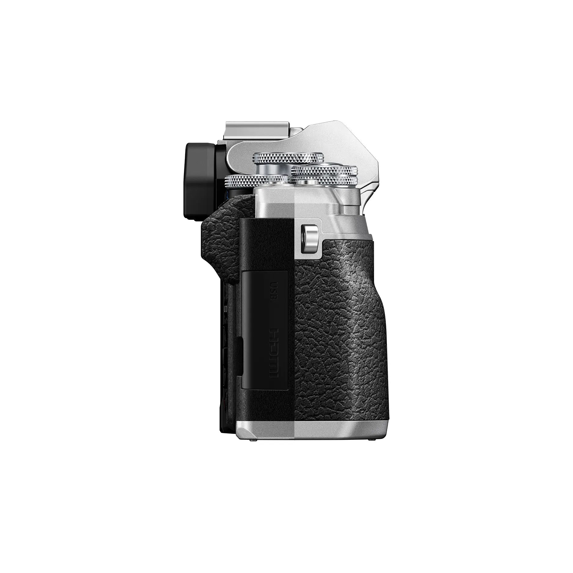 Olympus OM-D E-M10 Mark IV Camera with 14-42mm EZ Lens Kit - Silver side