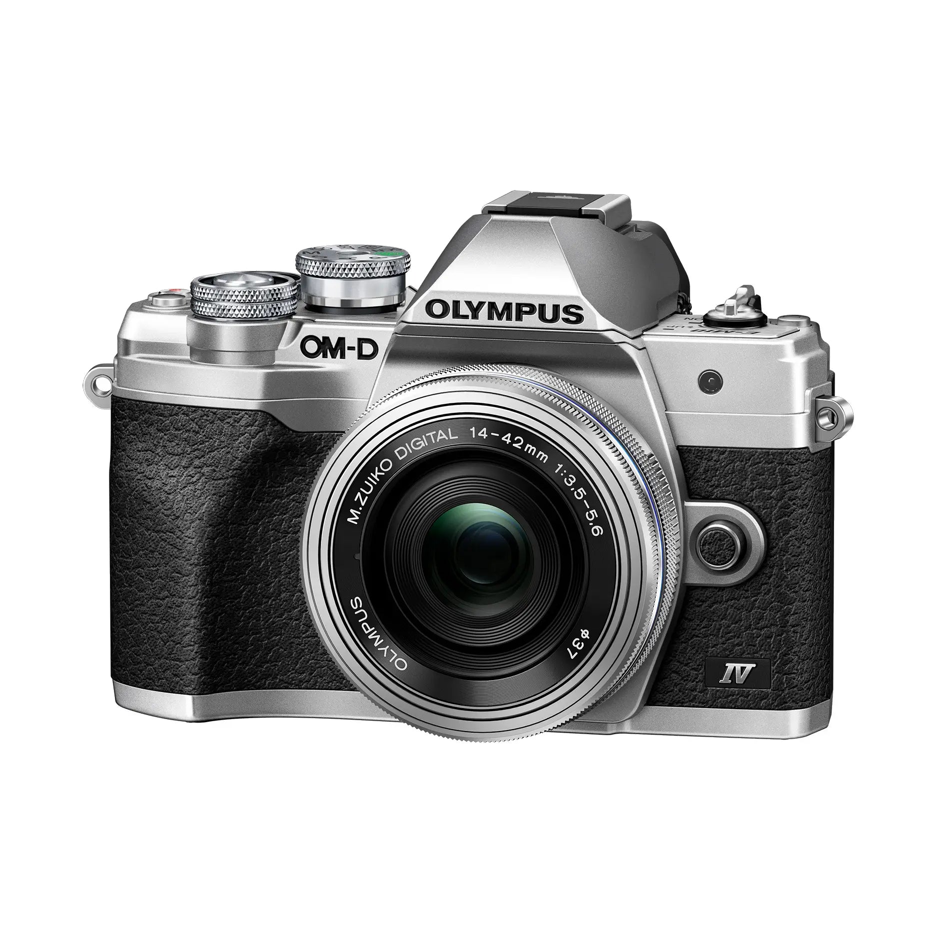Olympus OM-D E-M10 Mark IV Camera with 14-42mm EZ Lens Kit - Silver front