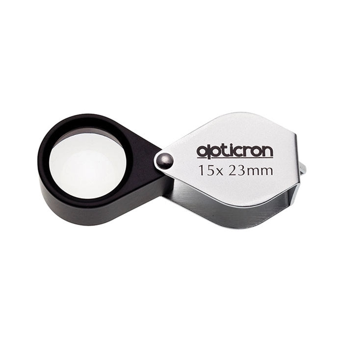 Opticron 15x23mm Folding Metal Loupe top angle