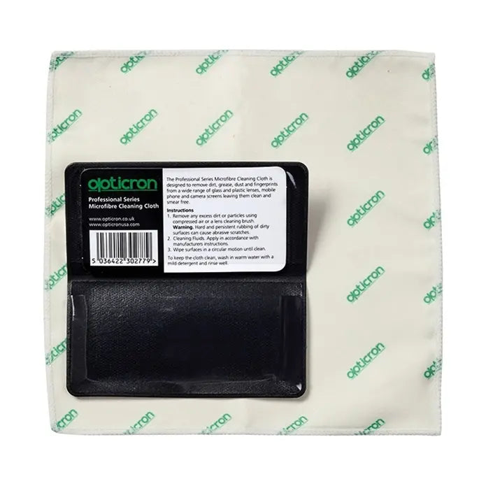 Opticron 20x20 microfibre cleaning cloth in pouch front