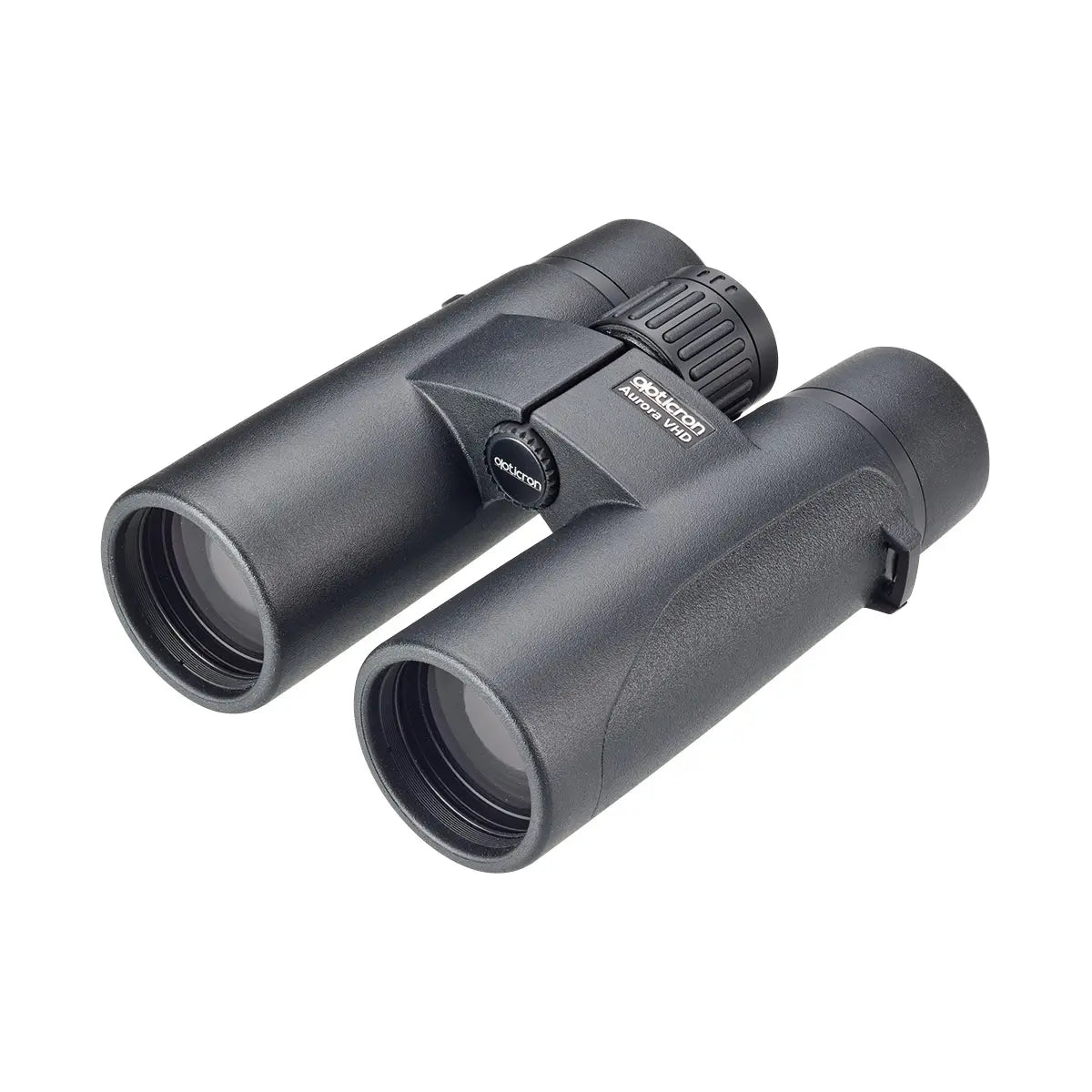 Pair of black binoculars on a white background