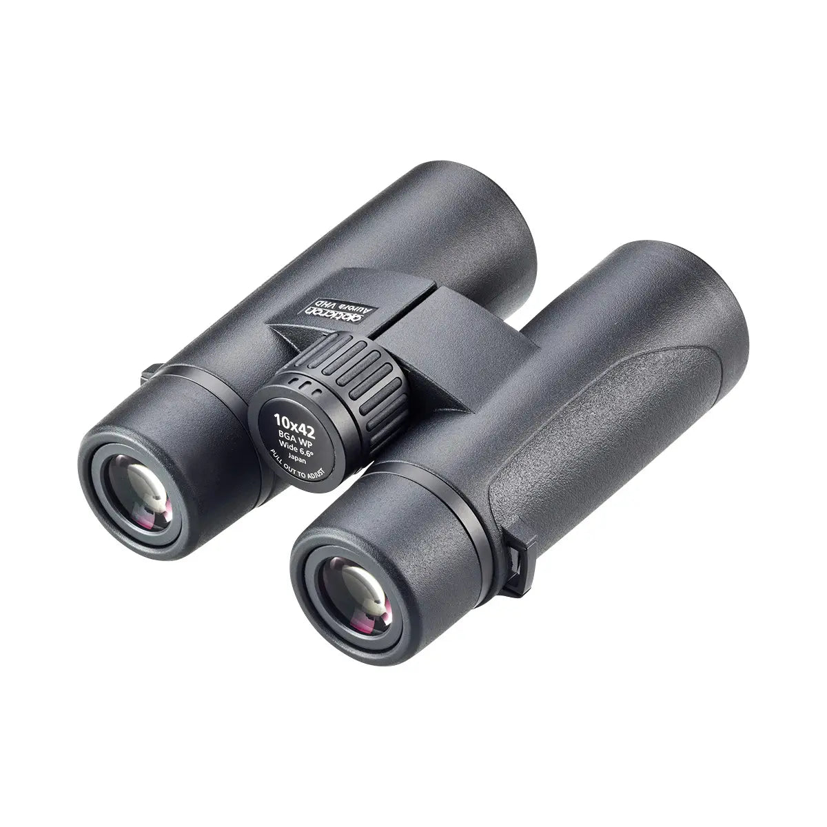 Black binoculars with brand logo on a white background