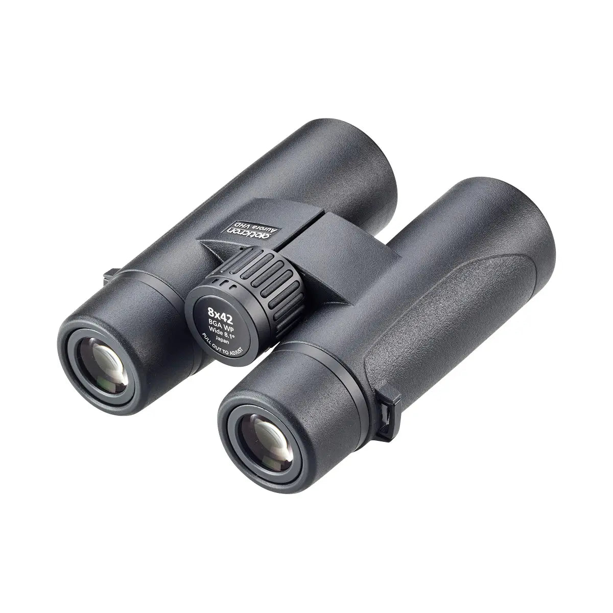 Black binoculars with brand logo on a white background