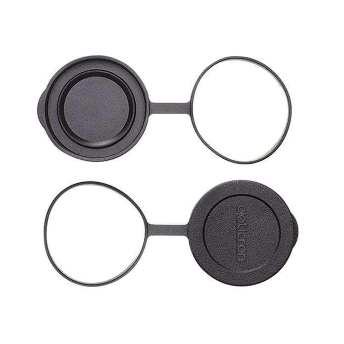 Two black eyeglass cases with 'Opticron' branding on a white background