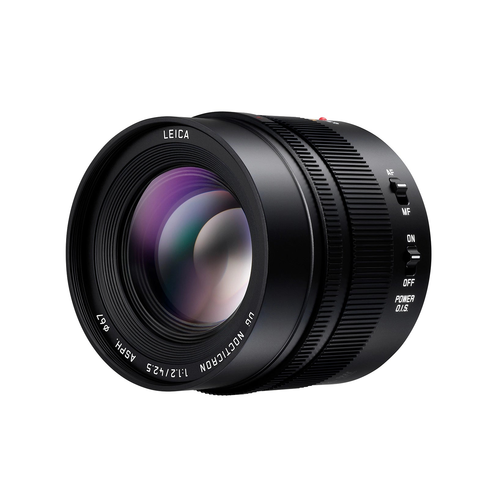 Panasonic 42.5mm f1.2 ASPH Leica DG Nocticron OIS Micro Four Thirds Lens side angle 2