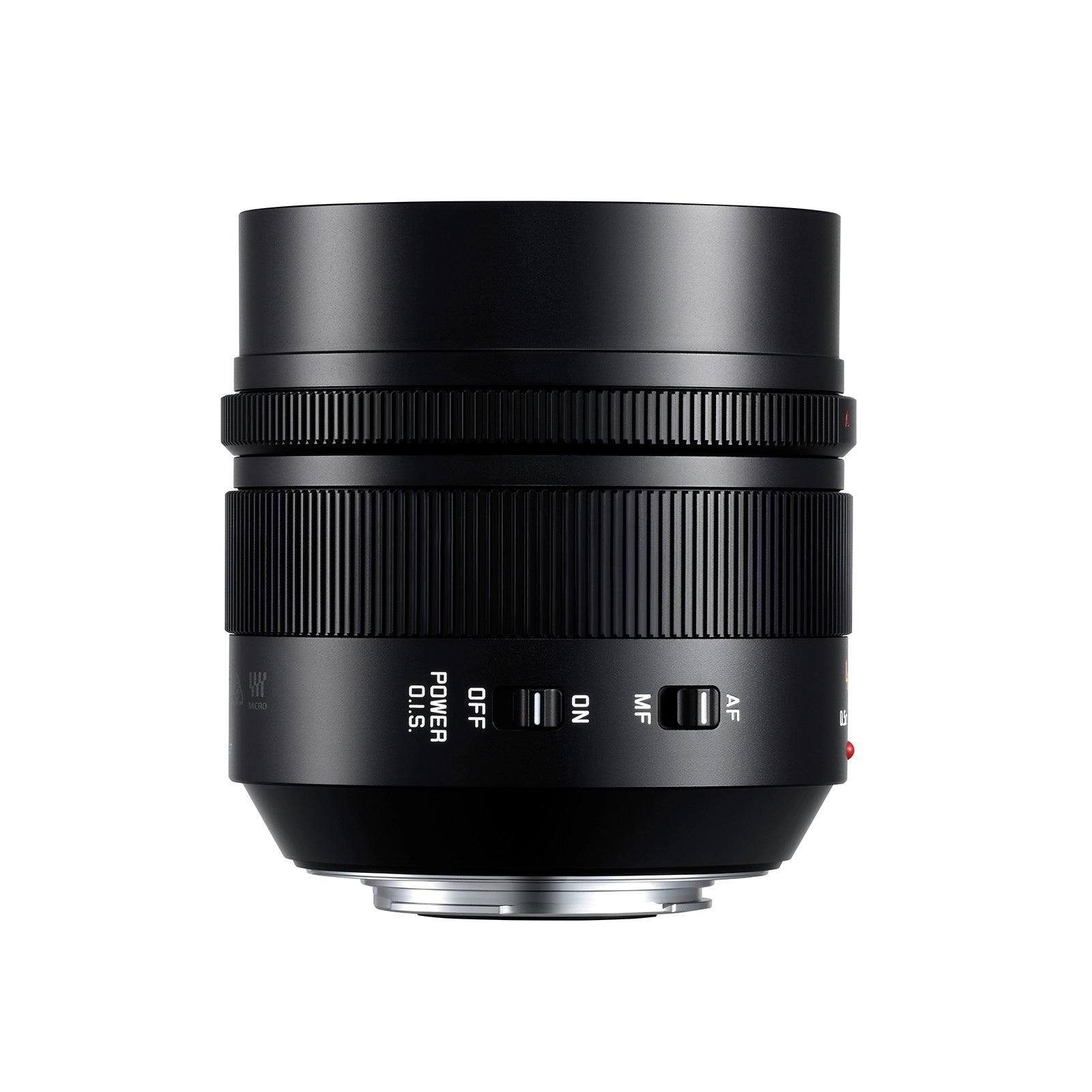 Panasonic 42.5mm f1.2 ASPH Leica DG Nocticron OIS Micro Four Thirds Lens side angle