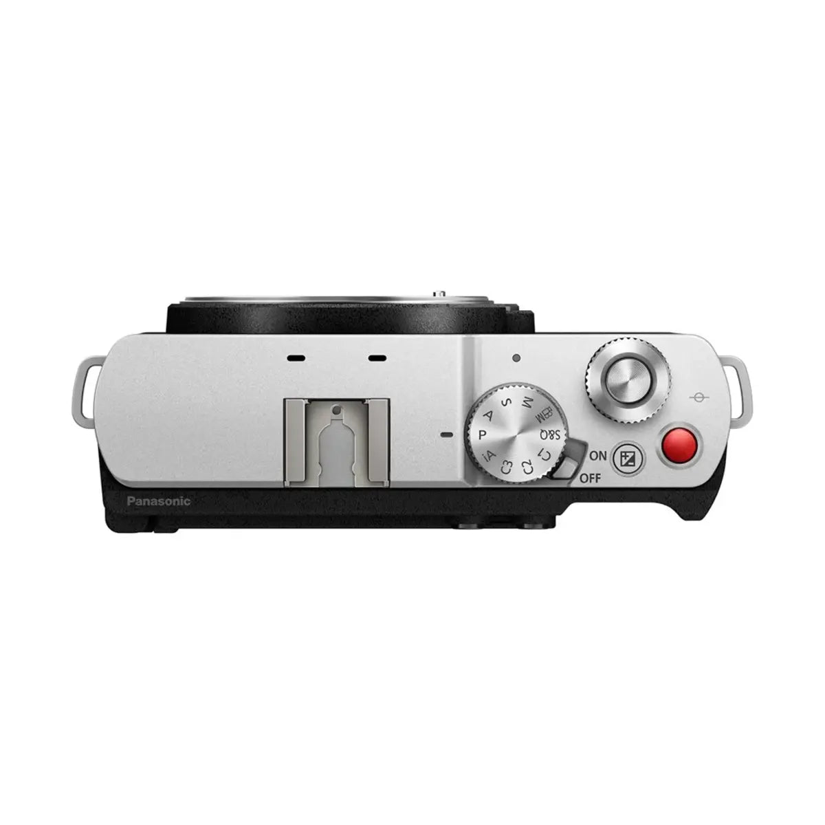 Top view of a Panasonic camera on a white background