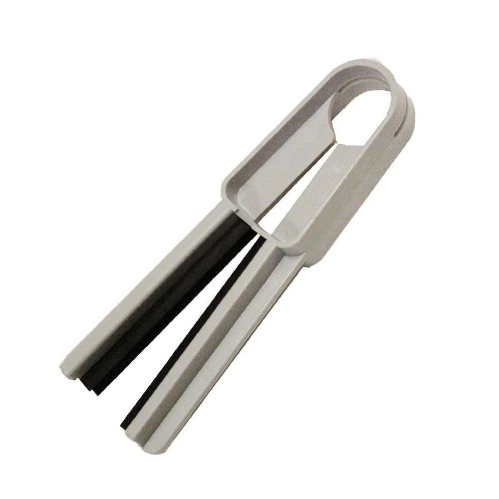 Window cleaning tool with squeegee and brush on a white background