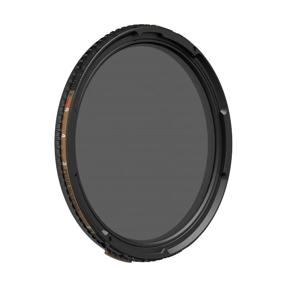 Camera lens filter with black frame on a white background