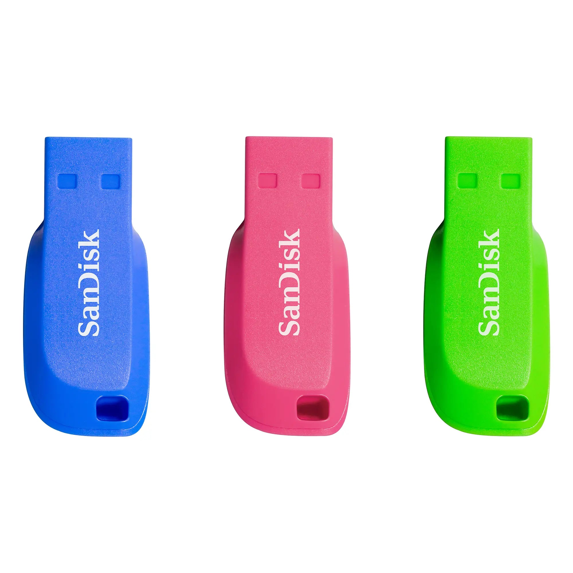 SanDisk 16GB Cruzer Blade USB 2.0 Flash Drive 3 Pack - Blue, Green and Pink
