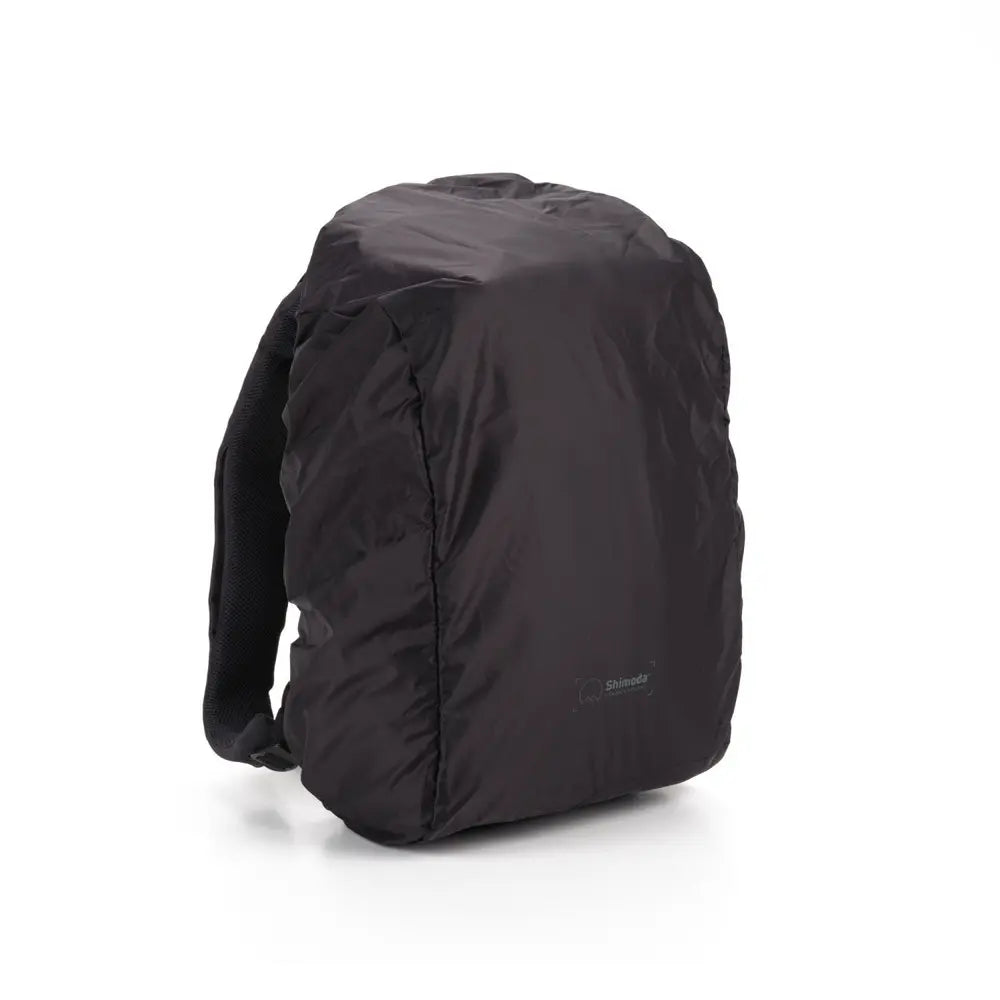 Black backpack cover on a white background