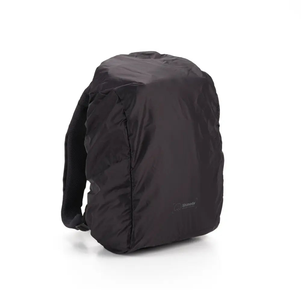 Black backpack cover on a white background