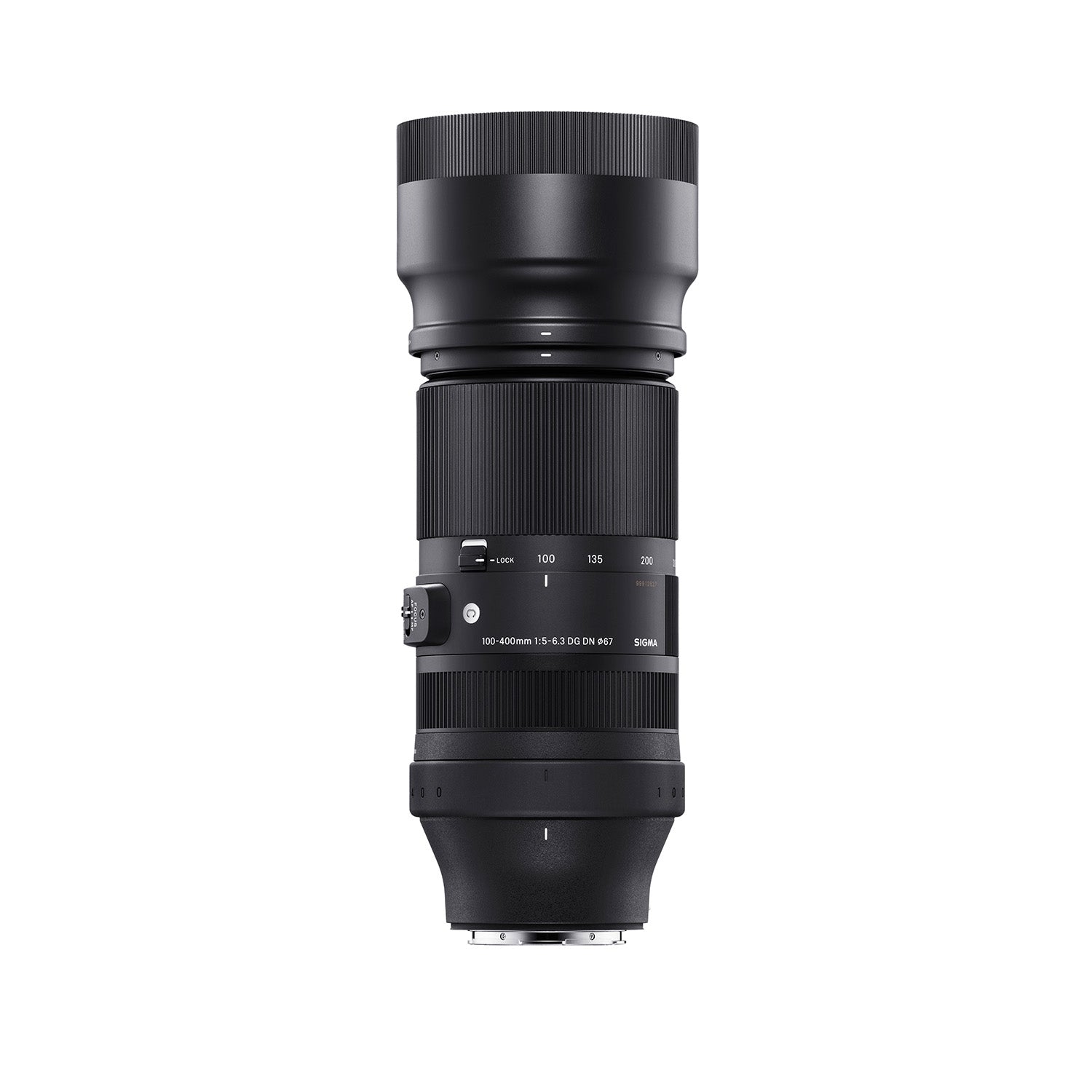 Sigma 100-400mm F5-6.3 DG DN OS lens with Sony E mount, predominantly black in color.