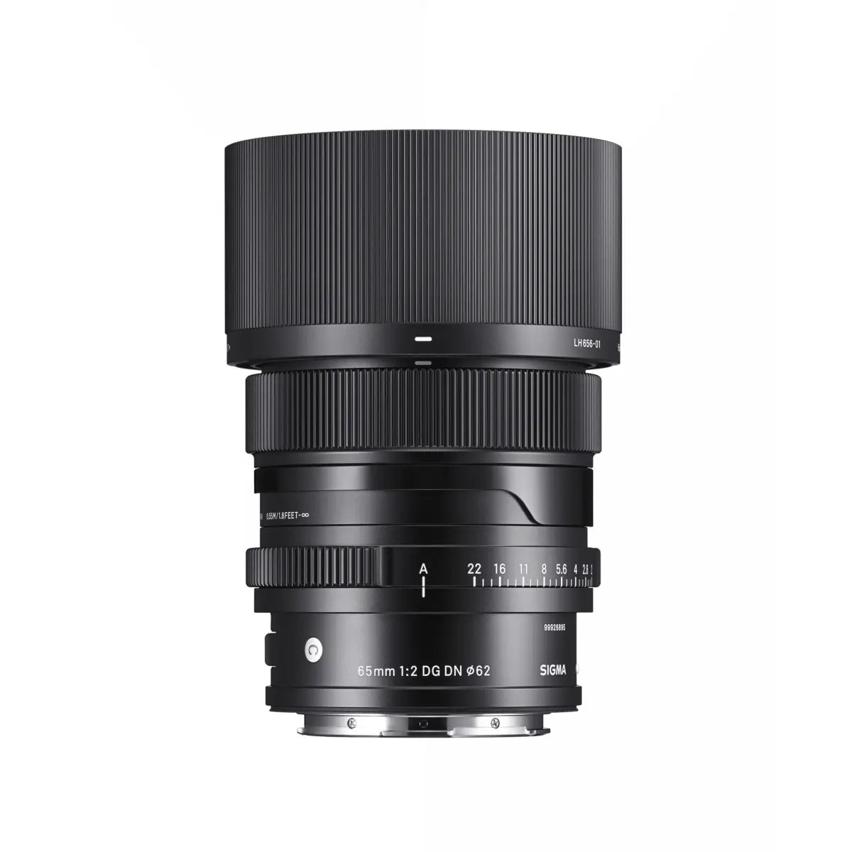 Sigma AF 65mm F/2 DG I Contemporary Lens - L Mount top with lens hood
