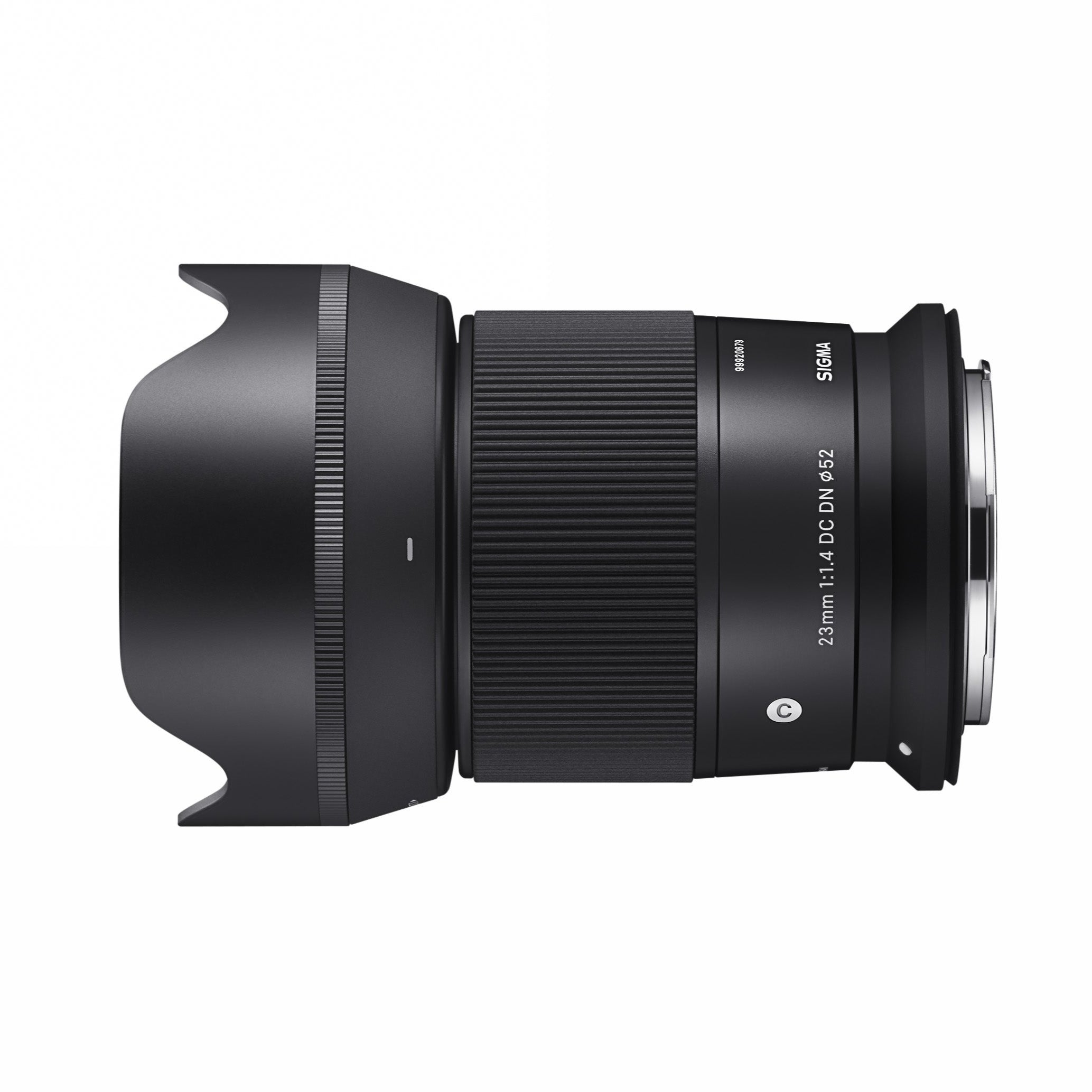 Sigma 23mm F1.4 DC DN Contemporary Lens for Canon RF Mount, showing the lens body without the lens cap.
