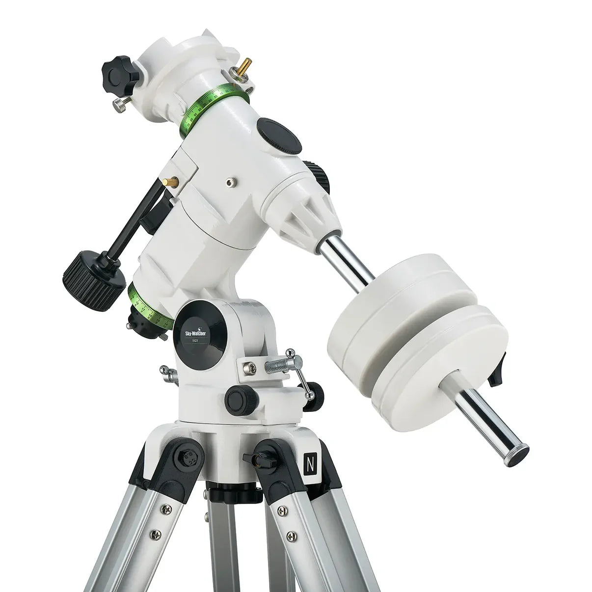 Telescope with white and black design on a white background