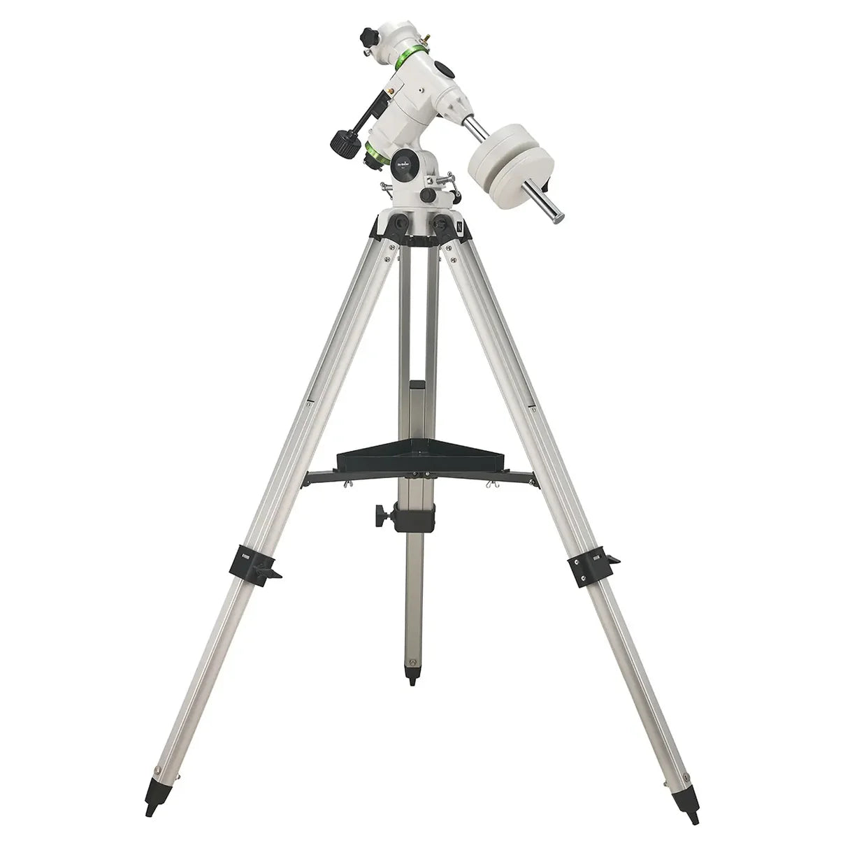 Telescope with tripod on a white background