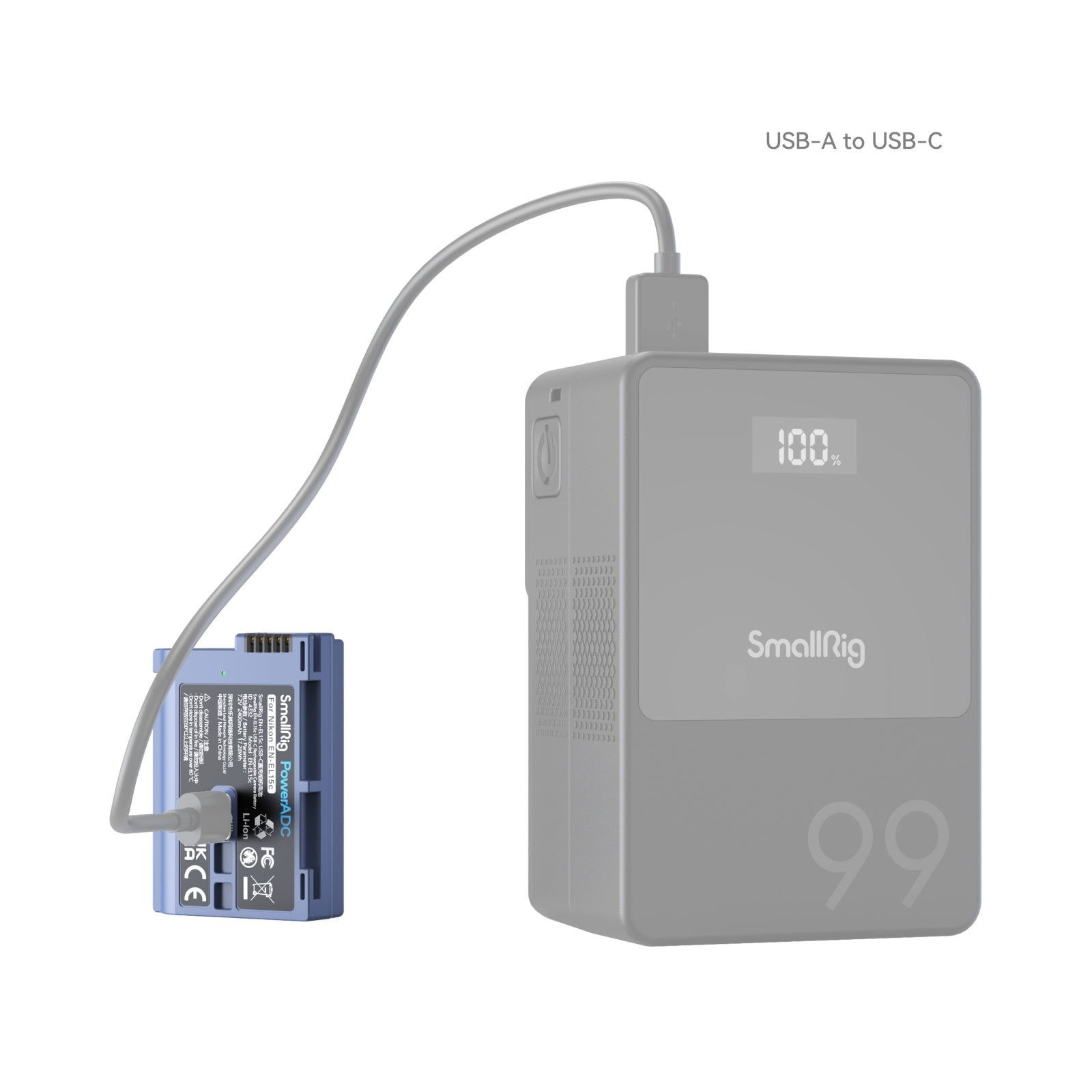 SmallRig EN-EL15c USB-C Rechargeable Camera Battery 4332 product photo of battery on charge