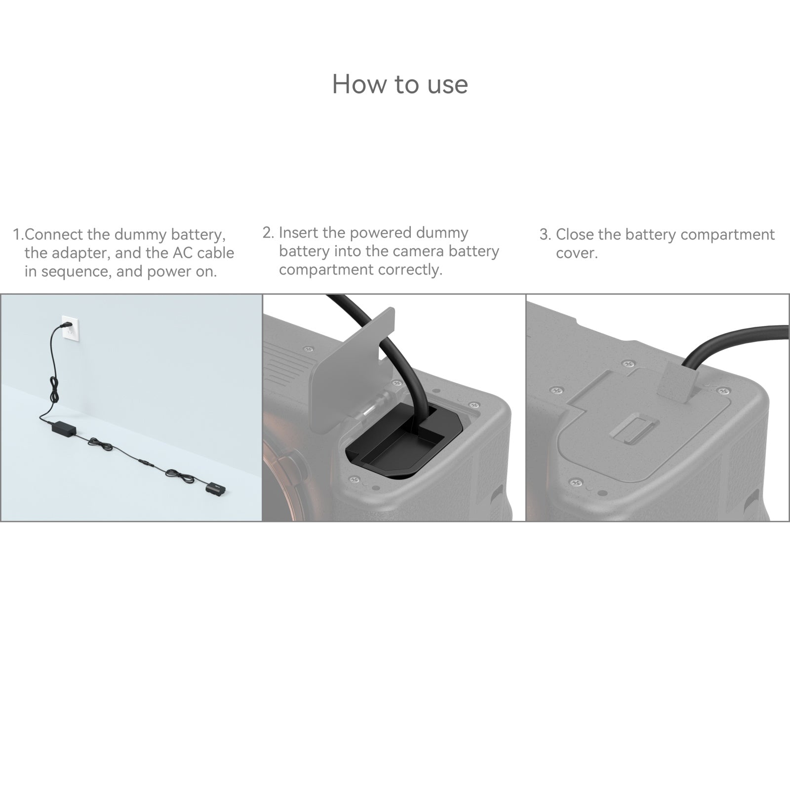 SmallRig NP-FZ100 Dummy Battery with Power Adapter 4269B product photo of user manual